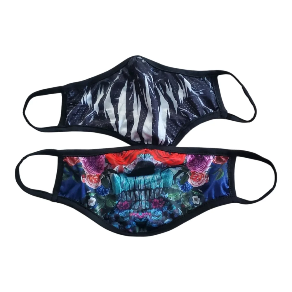 Two Washable‎ Floral Skull Soft Adult Masks OS Multicolor